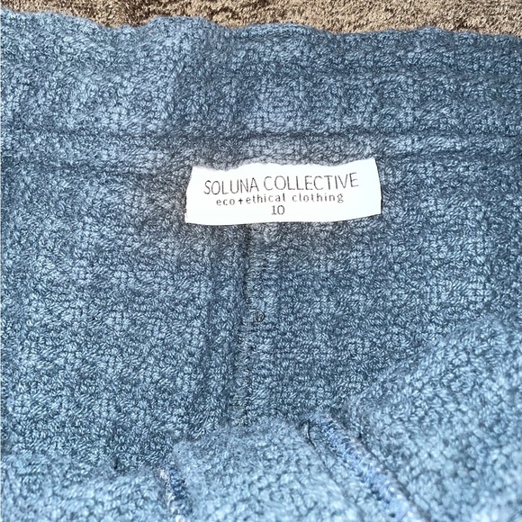 Soluna Collective Blue Wide Leg Spruce Green Waffle Pants Size 10 - Picture 7 of 16